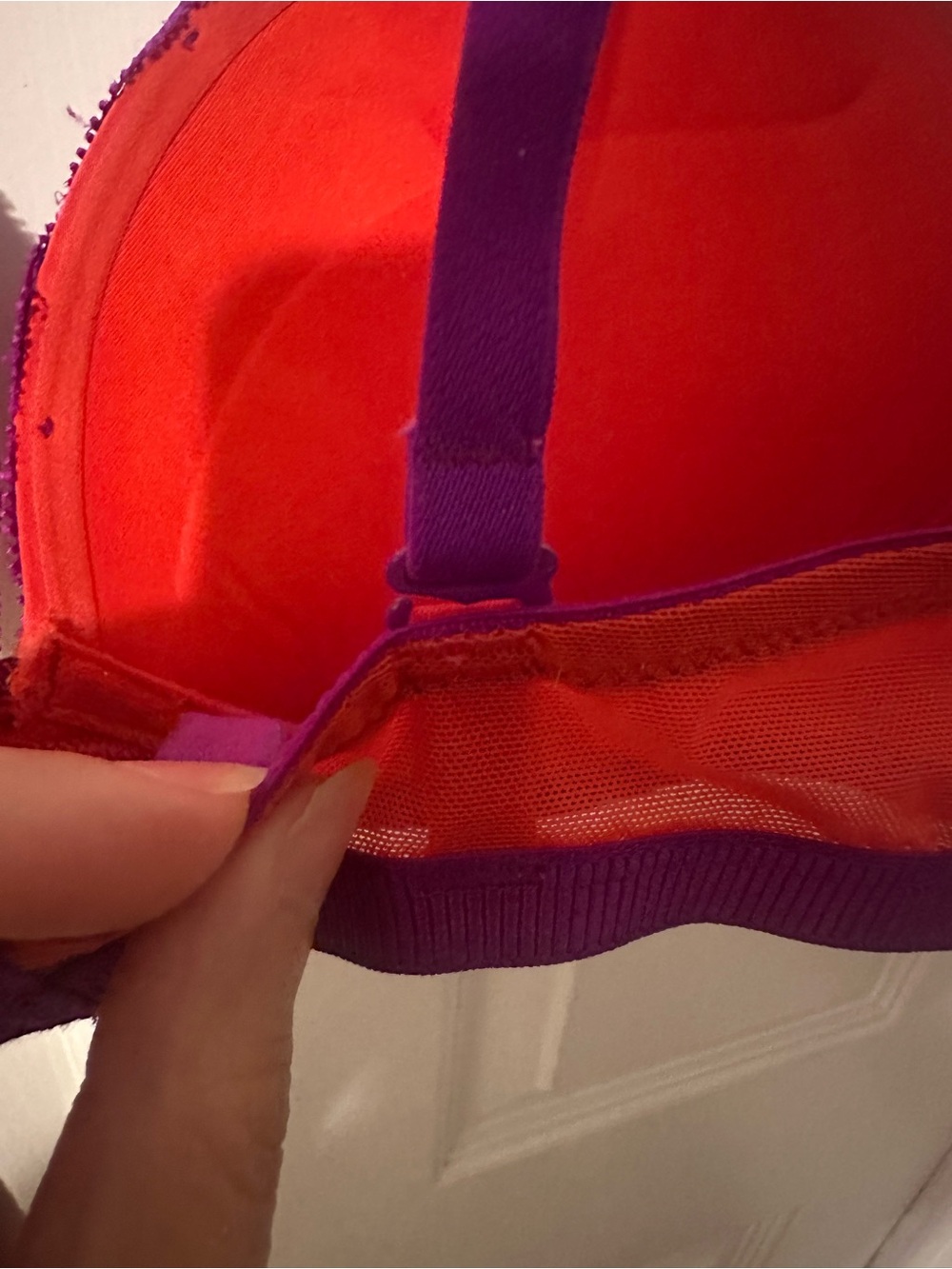 La SENZA Red Bra with Purple Lace Accent - Picture 3 of 4